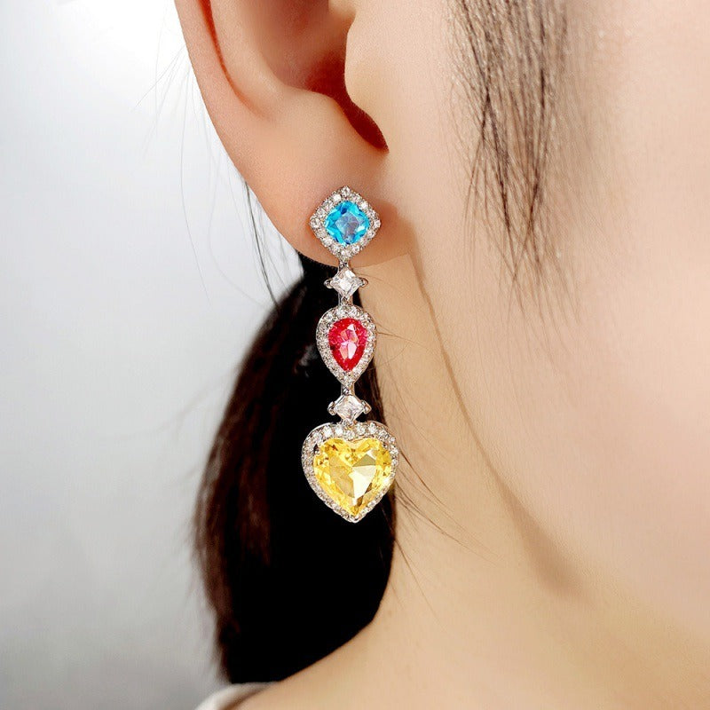 Love geometric long slimming high-end earrings