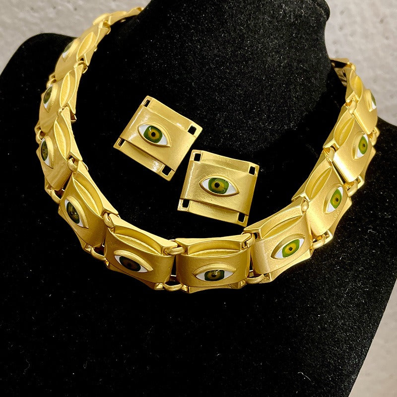 Golden Square Eyes Spliced Neckchain Small Square Devil's Eye Girl
