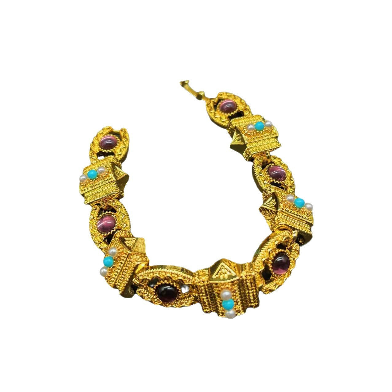 French Pure Gold Brilliant Light Luxury Glass Pearl Bracelet Bracelet